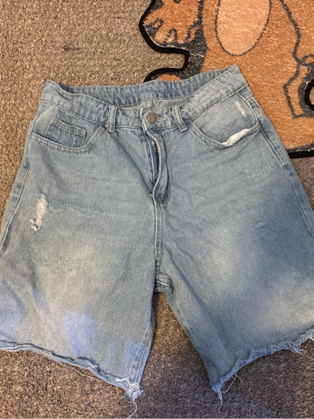 Casual Light Blue Distressed Men's Jean Shorts